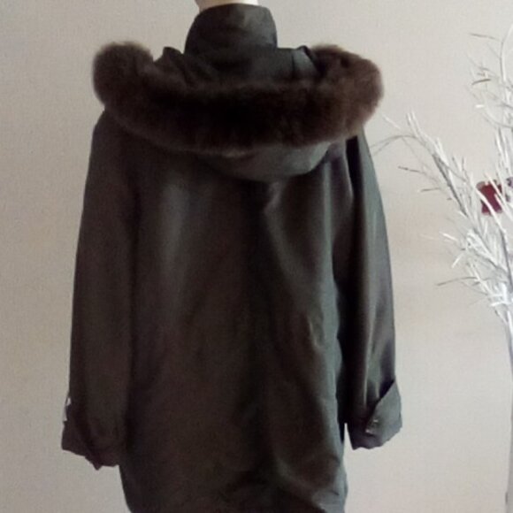 Pendleton Parka with Real Fox Fur Hood Trim Women's Size L Bust 48" ( Doubled) - Picture 4 of 8